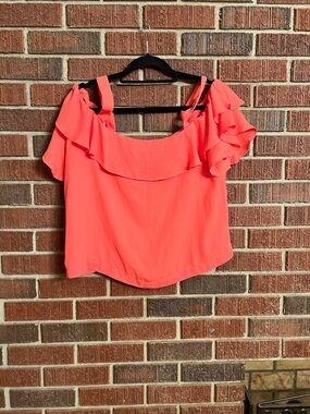 Flirty Coral Ruffle Strapless-Style Camisole